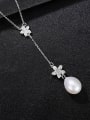 thumb 925 Sterling Silver Freshwater Pearl Flower Minimalist Necklace 3