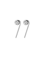 thumb 925 Sterling Silver Rhinestone Round Minimalist Hook Earring 4