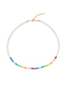 thumb Stainless steel Freshwater Pearl Multi Color Irregular Bohemia Beaded Necklace 4