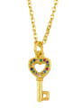 thumb Brass Cubic Zirconia Key Moon Minimalist Necklace 1