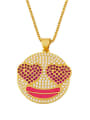 thumb Brass Cubic Zirconia Smiley Hip Hop Necklace 0
