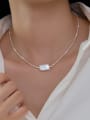 thumb 925 Sterling Silver Freshwater Pearl Geometric Dainty Necklace 0