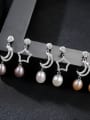 thumb 925 Sterling Silver Freshwater Pearl White Star Moon Trend Drop Earring 3