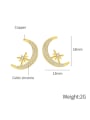 thumb Brass Cubic Zirconia Moon Trend Stud Earring 3