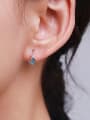 thumb 925 Sterling Silver Enamel Asymmetrical Star Moon Minimalist Huggie Earring 1