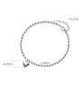 thumb 925 Sterling Silver Heart  Vintage  Bead Chain Anklet 2