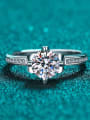thumb Sterling Silver Moissanite  Dainty Solitaire Flower Engagement Rings 0