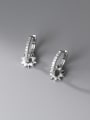 thumb 925 Sterling Silver Cubic Zirconia Sun Round Vintage Huggie Earring 2