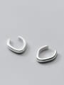 thumb 925 Sterling Silver Geometric Minimalist V-shaped lines  Clip Earring 1