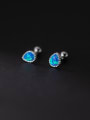 thumb 925 Sterling Silver Opal Water Drop Minimalist Stud Earring 1