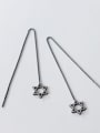 thumb 925 Sterling Silver  Minimalist Black  Six-Pointed Star Chain Threader Earring 0