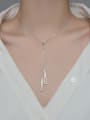 thumb 925 Sterling Silver Triangle Minimalist Lariat Necklace 3