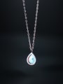 thumb 925 Sterling Silver Glass Stone Water Drop Minimalist Necklace 2