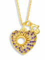 thumb Brass Cubic Zirconia Heart Vintage Necklace 2