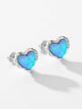 thumb 925 Sterling Silver Opal Heart Minimalist Stud Earring 3