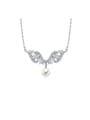thumb Copper Cubic Zirconia White Wing Minimalist Necklace 0
