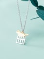 thumb 925 Sterling Silver Cute golden birdie pendant Necklace 0