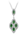 thumb Copper Cubic Zirconia Green Geometric Dainty Necklace 0