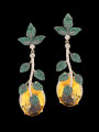 thumb Brass Cubic Zirconia Flower Luxury Drop Earring 0