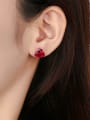 thumb Brass Cubic Zirconia Triangle Minimalist Cluster Earring 1