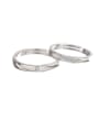 thumb 925 Sterling Silver  Rhinestone Irregular Couples Ring 0