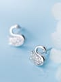 thumb 925 Sterling Silver Cubic Zirconia Swan Dainty Earring 3