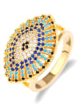thumb Brass Cubic Zirconia Evil Eye Statement Cocktail Ring 0