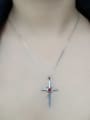 thumb 925 Sterling Silver Cubic Zirconia Cross Minimalist Necklace 3
