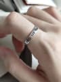 thumb 925 Sterling Silver Geometric Letter  Minimalist Band Ring 1