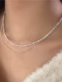 thumb 925 Sterling Silver Minimalist Beaded Chain Necklace 1