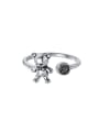 thumb 925 Sterling Silver Cubic Zirconia Bear Vintage Band Ring 0