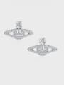 thumb 925 Sterling Silver Cubic Zirconia Planet Vintage Stud Earring 0