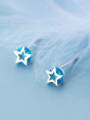 thumb 925 Sterling Silver Cubic Zirconia Blue Star Minimalist Stud Earring 2