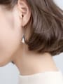 thumb 925 Sterling Silver  Minimalist Black Smooth Triangle Threader Earring 1