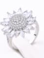 thumb Brass Cubic Zirconia Flower Statement Cocktail Ring 0