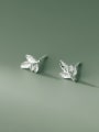 thumb 925 Sterling Silver Cubic Zirconia Leaf Dainty Stud Earring 0