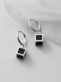 thumb 925 Sterling Silver Acrylic Square Minimalist Huggie Earring 2