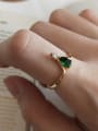 thumb 925 Sterling Silver Cubic Zirconia Green Water Drop Dainty Solitaire Ring 0