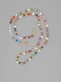 thumb Stainless steel Imitation Pearl Multi Color Acrylic Letter Bohemia  Hand-woven Necklace 0