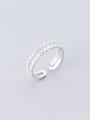 thumb 925 Sterling Silver Irregular Minimalist Double Layer Lace Free Size Ring 2