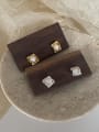 thumb 925 Sterling Silver Cubic Zirconia Square Vintage Stud Earring 2