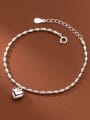 thumb 925 Sterling Silver Heart Minimalist Beaded Bracelet 0