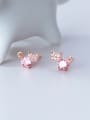 thumb 925 Sterling Silver Cubic Zirconia Cat Trend Stud Earring 0