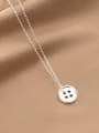 thumb 925 Sterling Silver Geometric Minimalist button Pendant Necklace 1