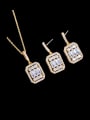 thumb Brass Cubic Zirconia Luxury Geometric  Earring and Necklace Set 1