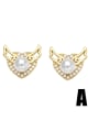 thumb Brass Imitation Pearl Butterfly Heart Cute Stud Earring 2