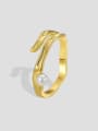 thumb Brass Imitation Pearl Irregular Minimalist Band Ring 0