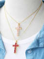 thumb Brass Cubic Zirconia Cross Minimalist Regligious Necklace 1