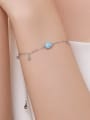thumb 925 Sterling Silver Opal Heart Minimalist Link Bracelet 1