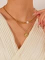thumb Stainless steel Imitation Pearl Geometric Vintage Double Layer Chain Necklace 1